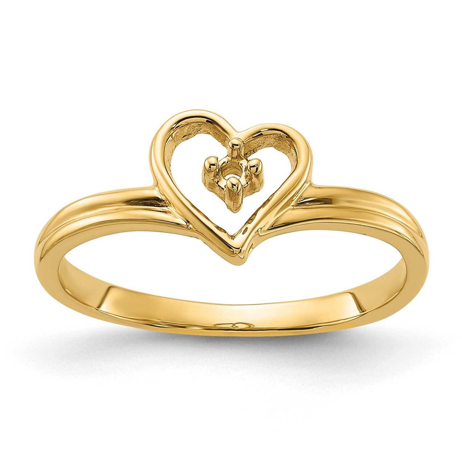 0.03ct. Diamond Heart Ring Mounting 14k Gold Polished Y1780