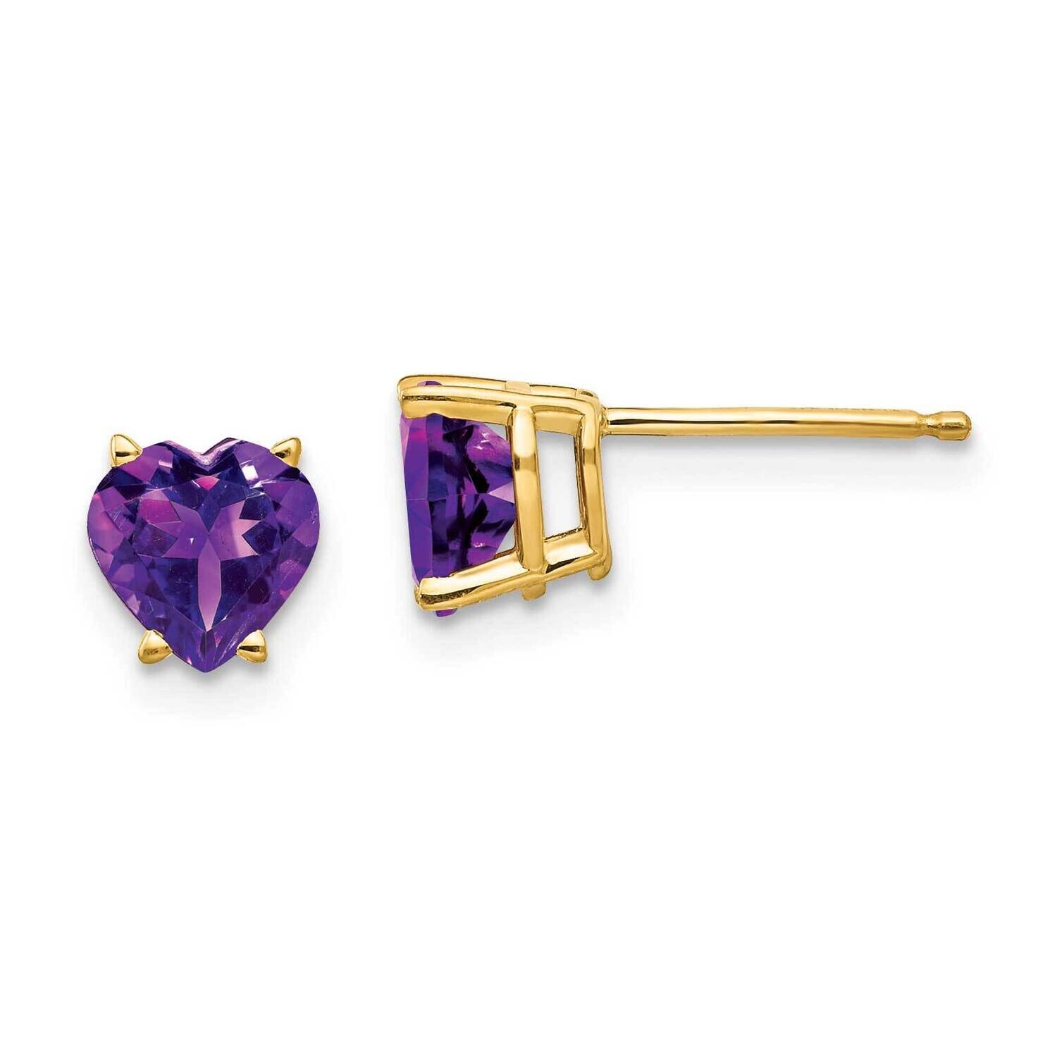 6mm Heart Amethyst Earrings 14k Gold XE98AM, MPN: XE98AM, 883957339351