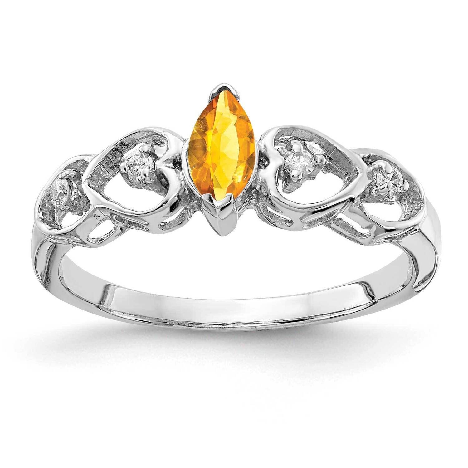 6x3mm Marquise Citrine Diamond Ring 14k White Gold X9699CI_AA, MPN: X9699CI_AA, 883957575018