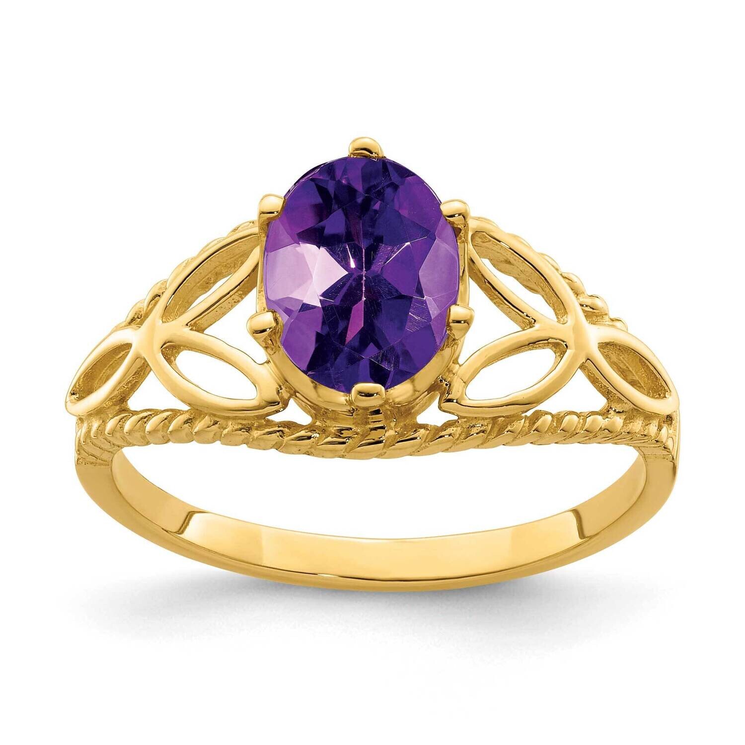 Amethyst Ring 14k Gold 8x6mm Oval X6102AM, MPN: X6102AM, 883957532370