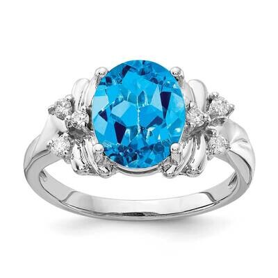 10x8mm Oval Blue Topaz Diamond Ring 14k White Gold Y2240BT_AA, MPN: Y2240BT_AA, 883957618081