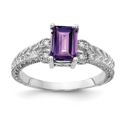 7x5mm Emerald Cut Amethyst Diamond Ring 14k White Gold Y2266AM_AA, MPN: Y2266AM_AA, 883957621258