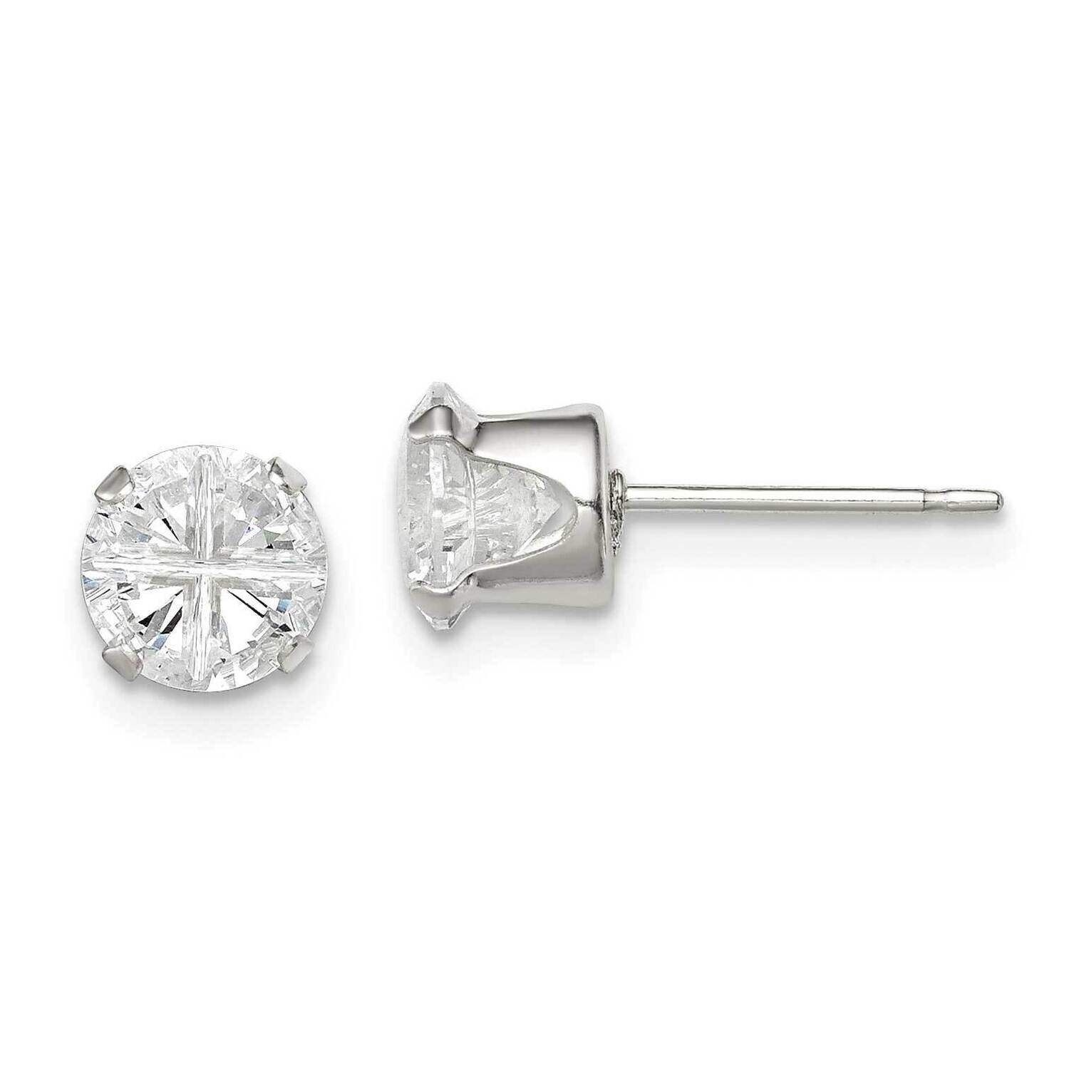 6mm Round 4 Prong Diamond Stud Earrings Sterling Silver QE7475