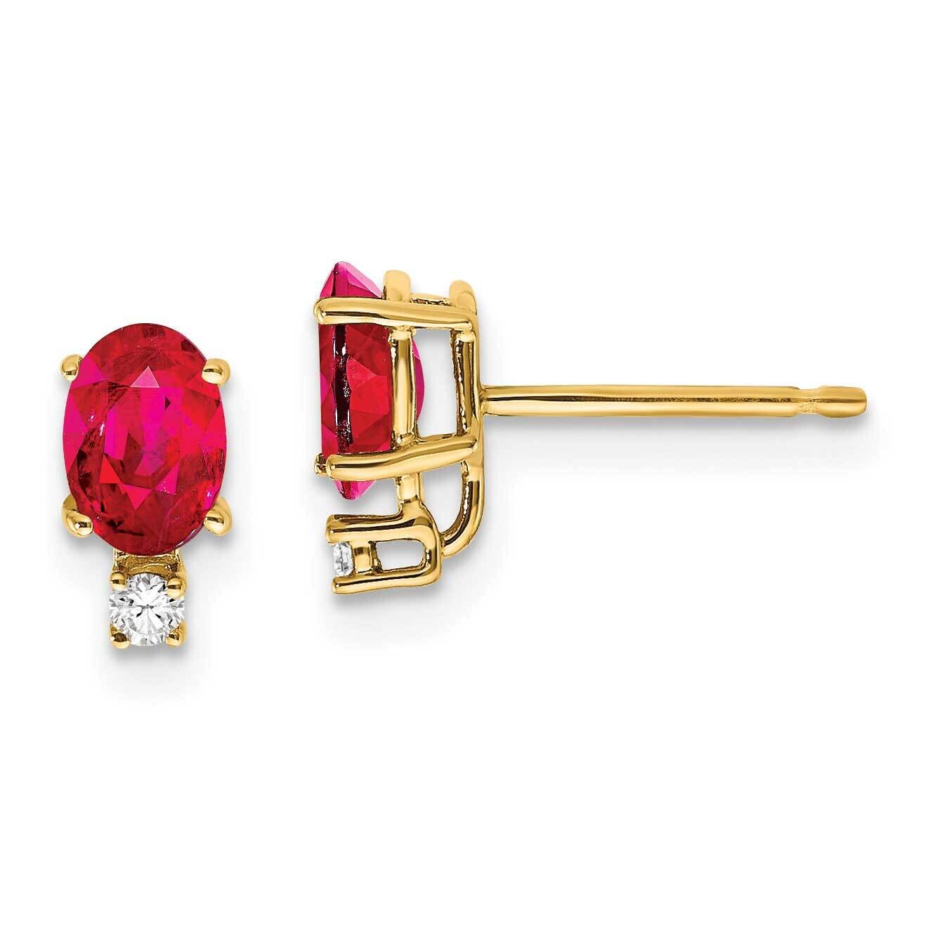 6x4mm Oval Ruby &amp; Diamond Earrings 14k Gold XE754R/AAA, MPN: XE754R/AAA, 883957098357