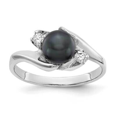 6mm Black Fresh Water Cultured Pearl Diamond Ring 14k white Gold Y1933BP/A, MPN: Y1933BP/A, 8839570…