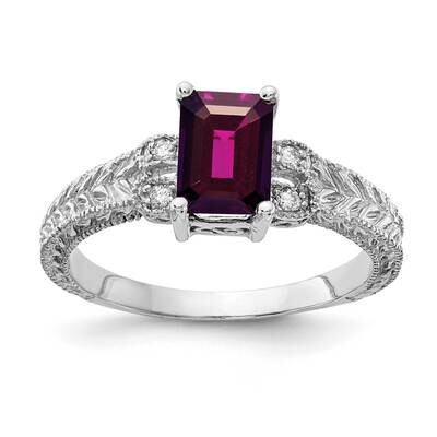 Rhodolite Garnet Diamond Ring 14k white Gold 7x5mm Emerald Cut Y2266RG/A, MPN: Y2266RG/A, 883957621…