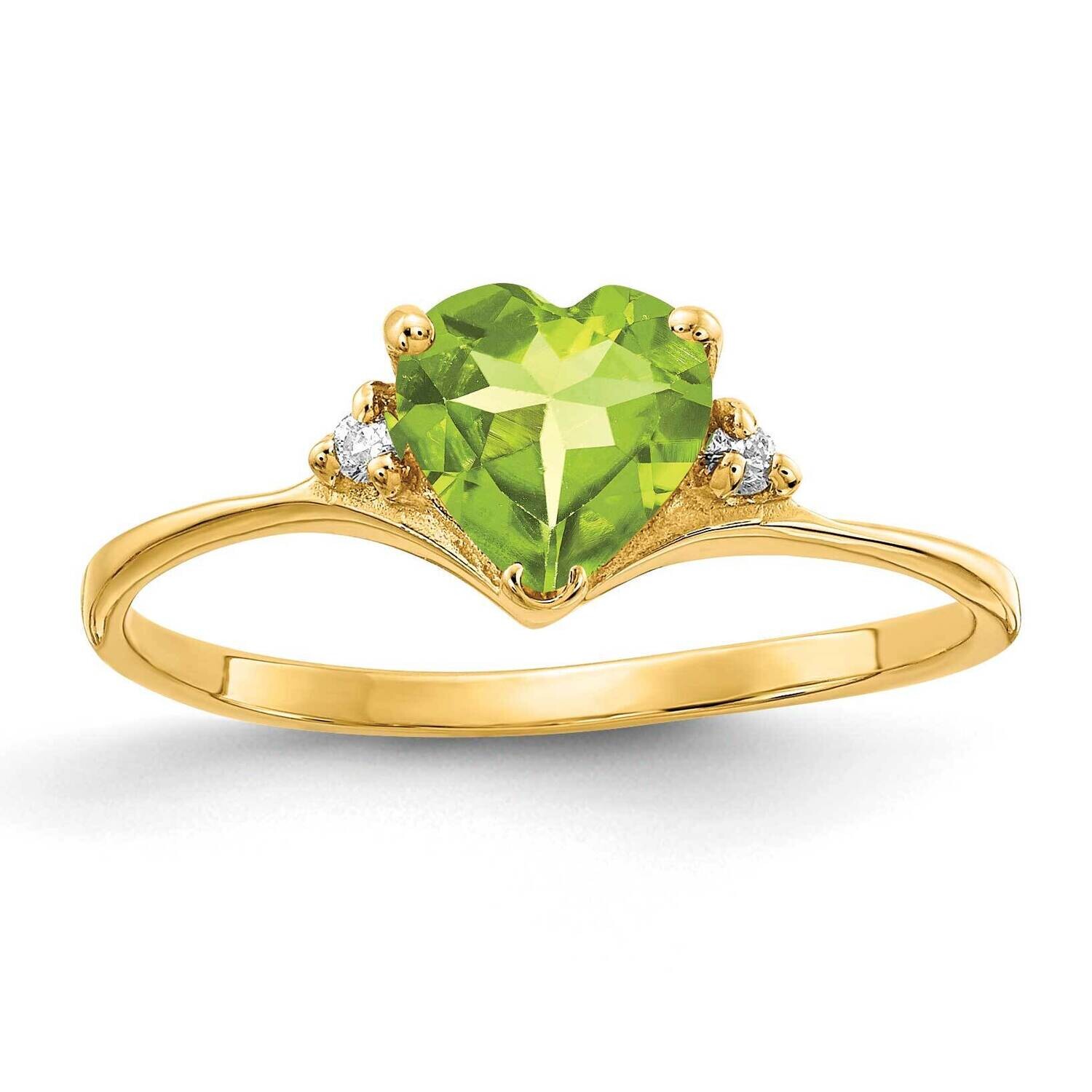 6mm Heart Peridot Diamond Ring 14k Gold Y2185PE_AA, MPN: Y2185PE_AA, 883957651576