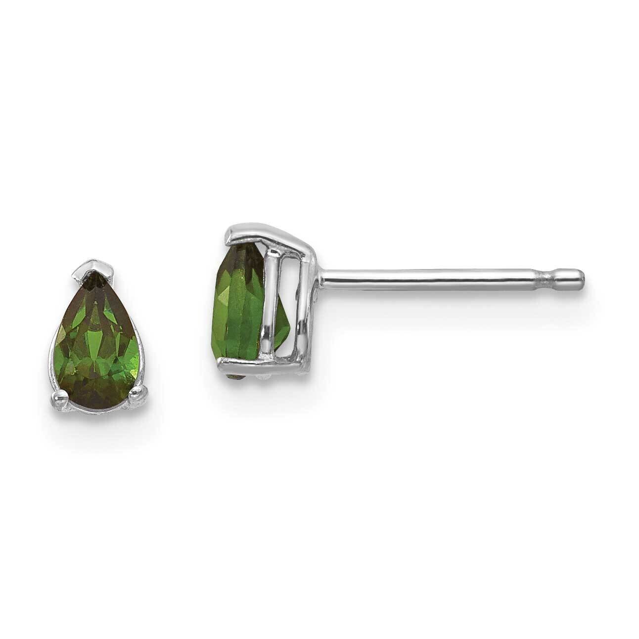 Green Tourmaline Earrings 14k White Gold XE78WGT-B, MPN: XE78WGT-B, 883957100104
