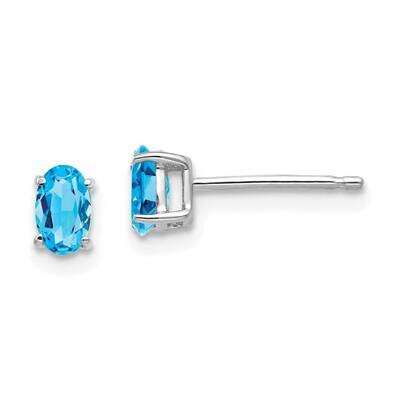 5x3mm Oval Blue Topaz Earrings 14k White Gold XE85WBT, MPN: XE85WBT, 883957105581