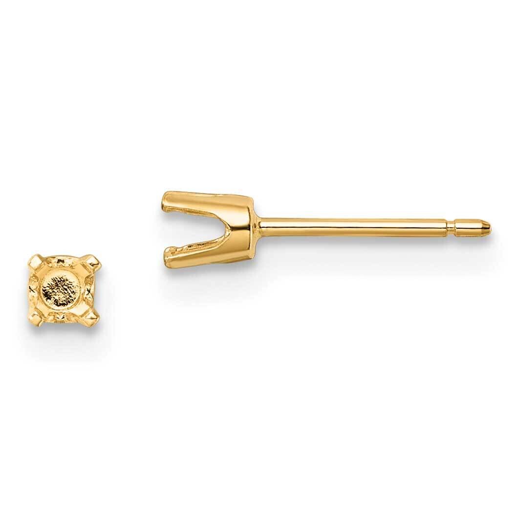 3mm Round Stud Earring Mounting with backs 14k Gold XD3, MPN: XD3,