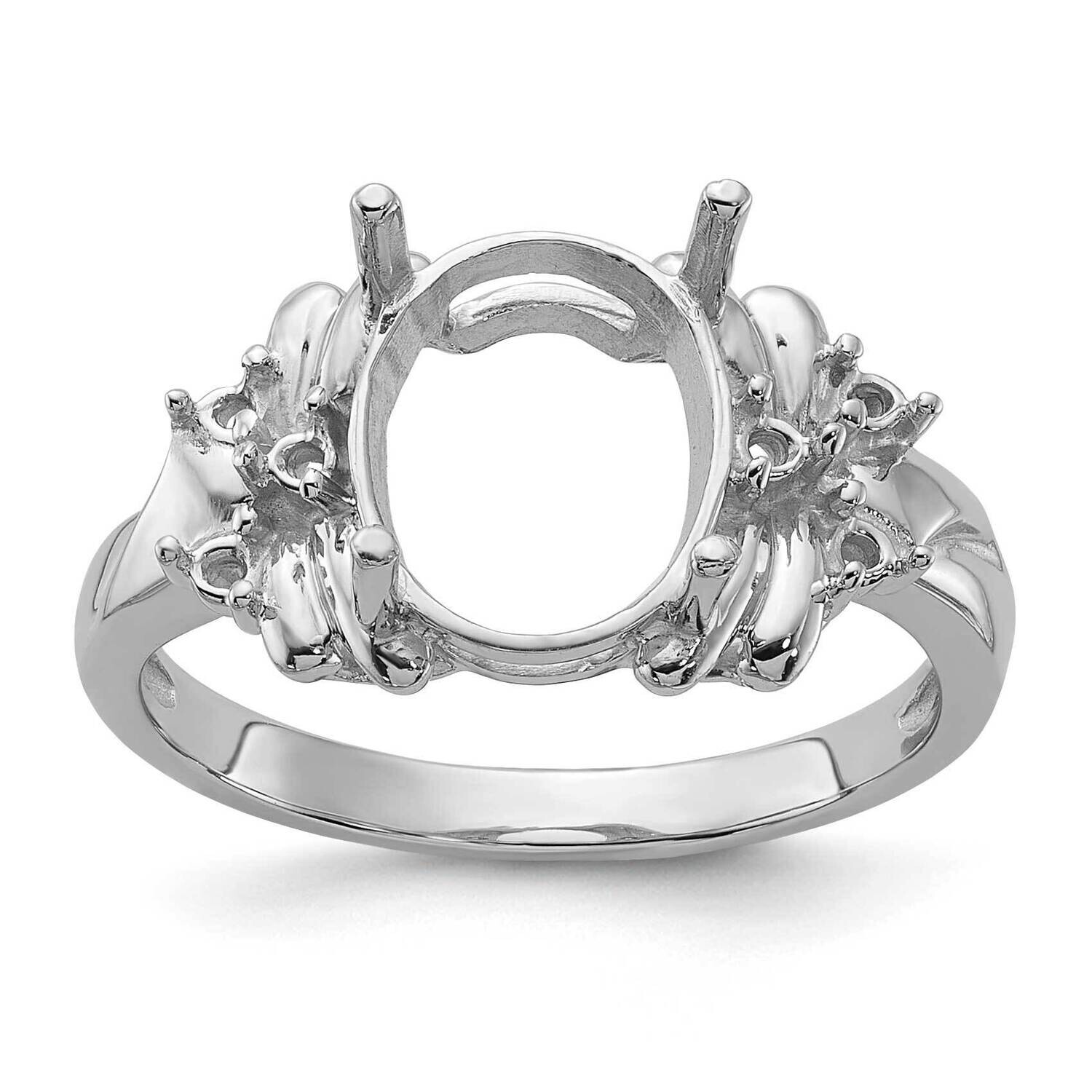 Polished .11ct. Diamond &amp; 10x8 Oval Gemstone Ring Mounting 14k White Gold Y2240, MPN: Y2240,