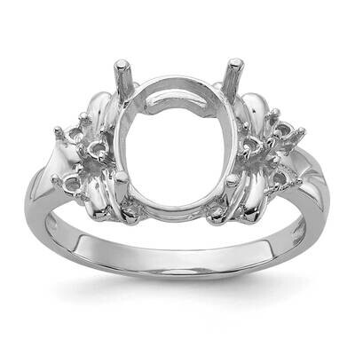 Polished .11ct. Diamond &amp; 10x8 Oval Gemstone Ring Mounting 14k White Gold Y2240, MPN: Y2240,