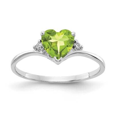 6mm Heart Peridot Diamond Ring 14k white Gold X9701PE/A, MPN: X9701PE/A, 883957574691