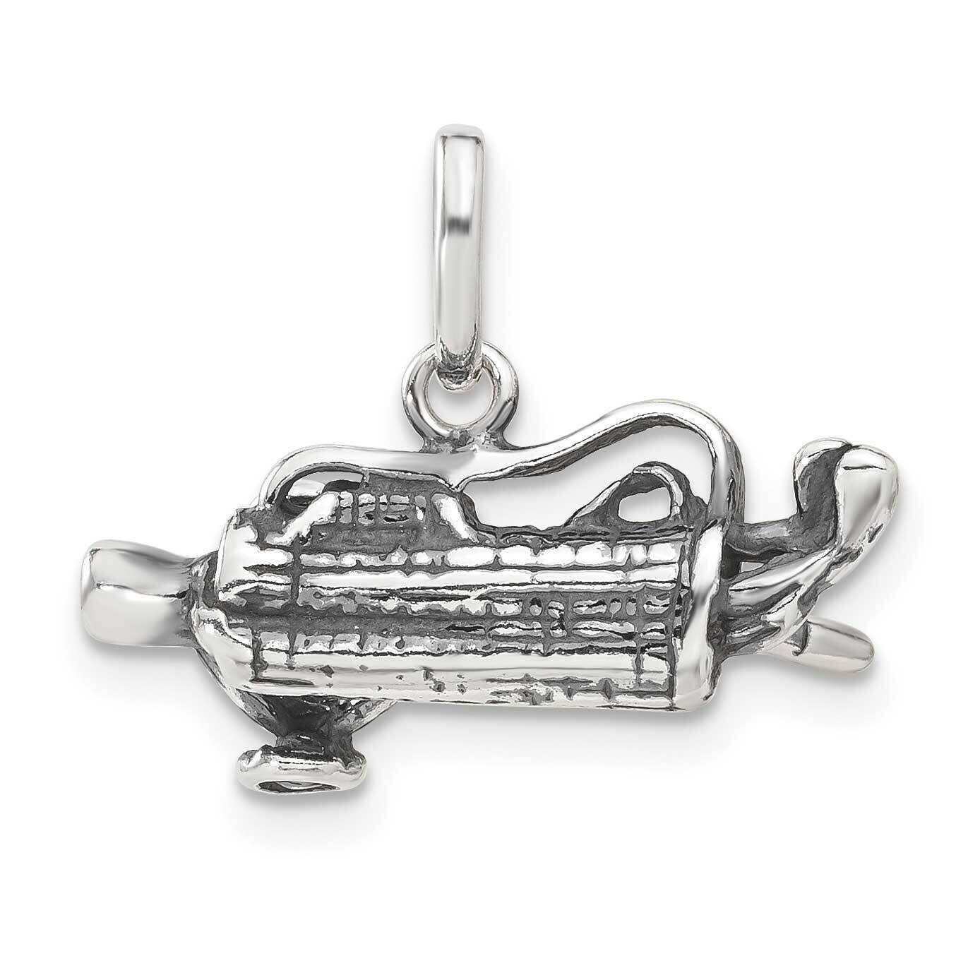 Antiqued Golf Bag Charm Sterling Silver QC4146