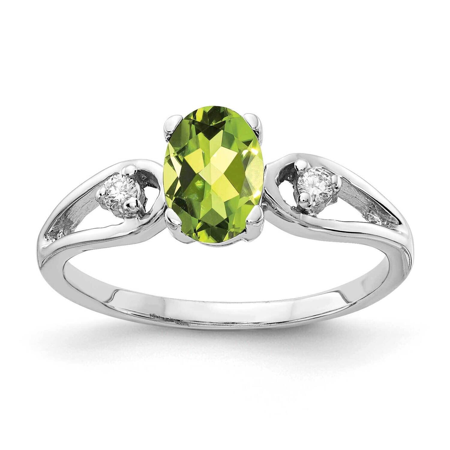 7x5mm Oval Peridot Diamond Ring 14k White Gold Y2190PE_AA, MPN: Y2190PE_AA, 883957554143