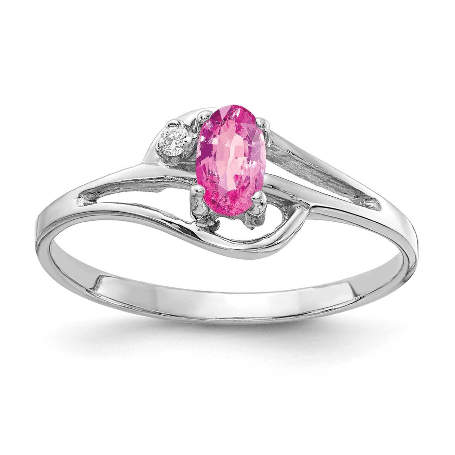 5x3mm Oval Pink Sapphire Diamond Ring 14k White Gold X9713SP_AA, MPN: X9713SP_AA, 883957641386