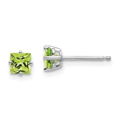 4mm Princess Cut Peridot Earrings 14k White Gold XE60WPE, MPN: XE60WPE, 883957093918