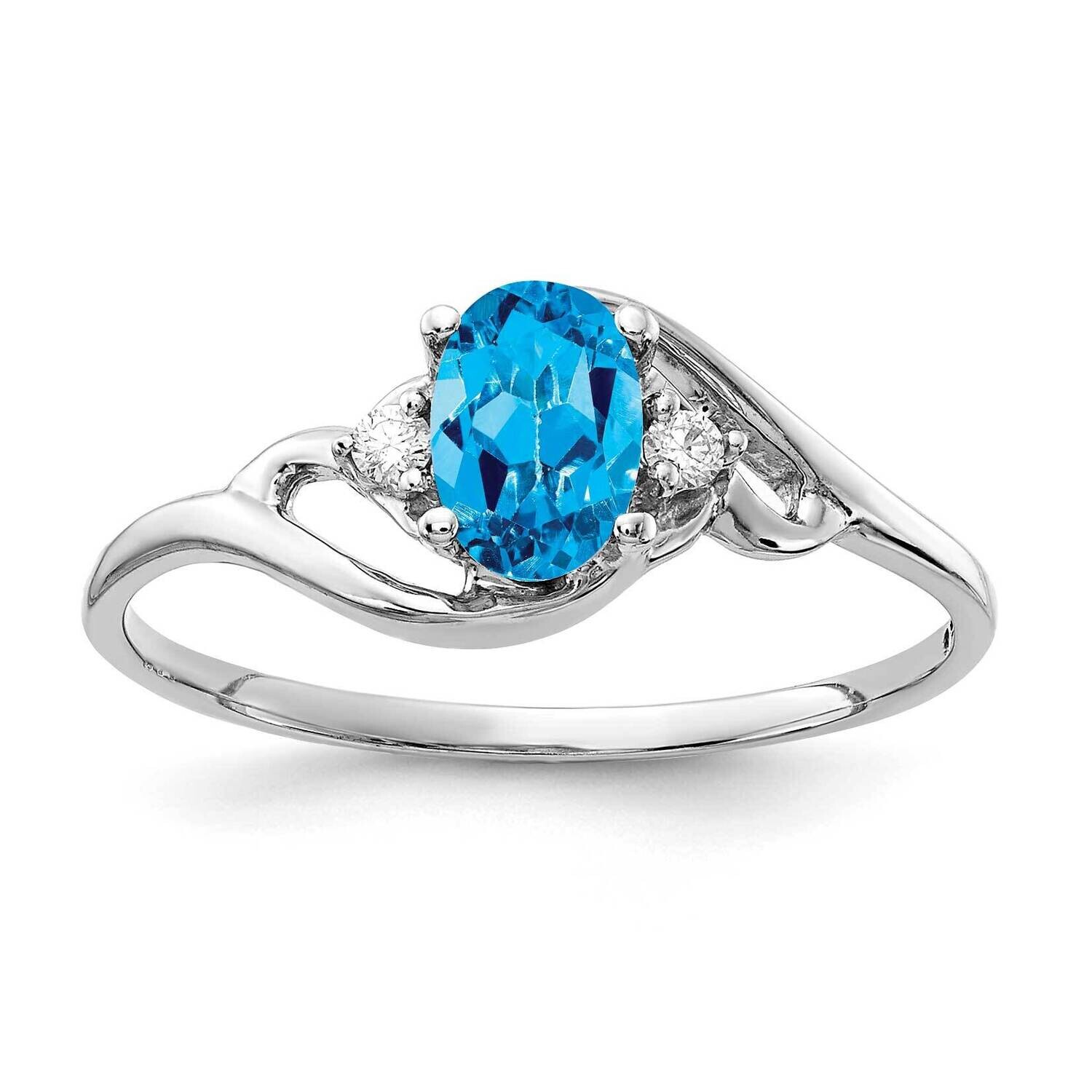 6x4mm Oval Blue Topaz Diamond Ring 14k White Gold Y2149BT_AA, MPN: Y2149BT_AA, 883957421193