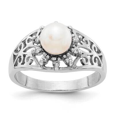 6mm Cultured Pearl Diamond ring 14k White Gold Y4385PL/AA, MPN: Y4385PL/AA, 191101198243