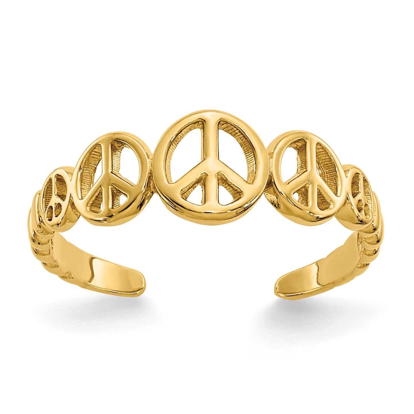 Peace Sign Toe Ring 14k Gold D1959