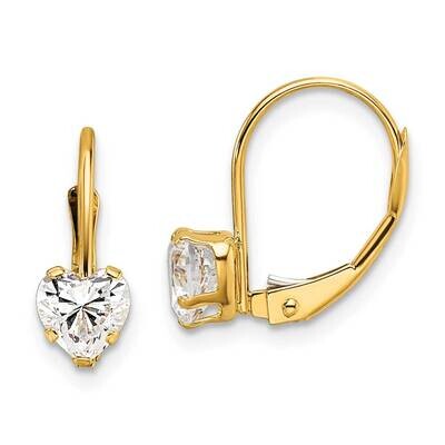 5mm Heart Cubic Zirconia Leverback Earrings 14k Gold XLB120CZ Diamond, MPN: XLB120CZ, 883957129655