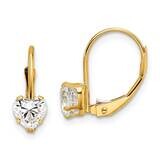 5mm Heart Cubic Zirconia Leverback Earrings 14k Gold XLB120CZ Diamond, MPN: XLB120CZ, 883957129655