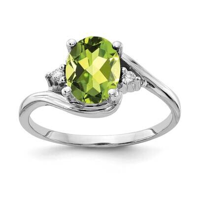 Peridot Diamond Ring 14k white Gold 8x6mm Oval Y2246PE/A, MPN: Y2246PE/A, 883957626154