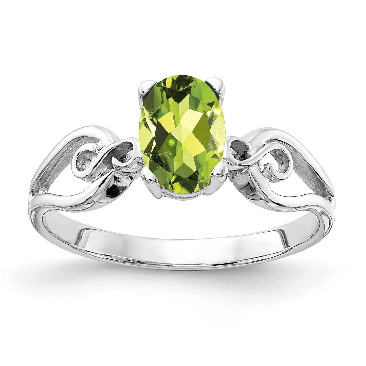 Peridot Ring 14k white Gold 8x6mm Oval Y2236PE, MPN: Y2236PE, 883957626307
