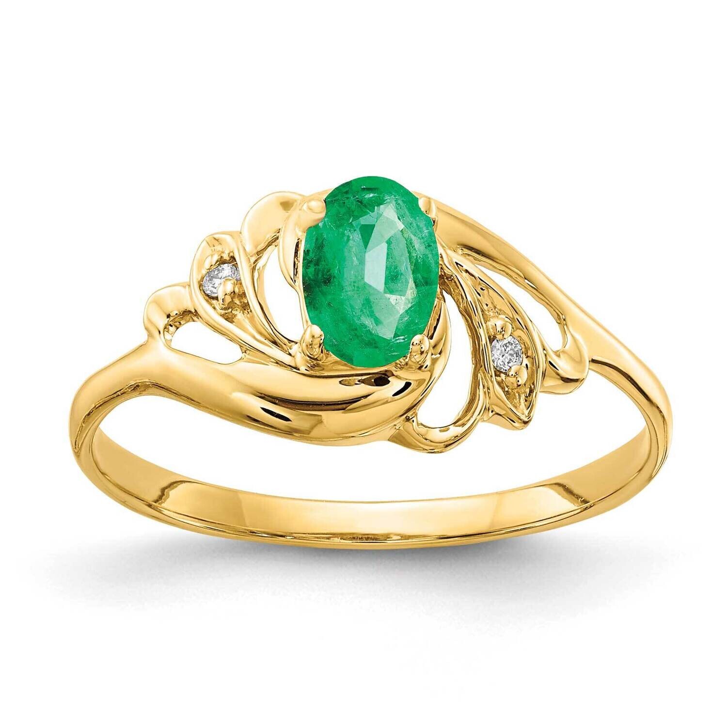 6x4mm Oval Emerald Diamond Ring 14k Gold X9716E_AA, MPN: X9716E_AA, 883957634647