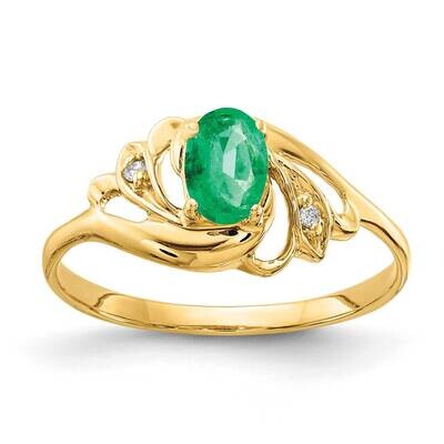 6x4mm Oval Emerald Diamond Ring 14k Gold X9716E_AA, MPN: X9716E_AA, 883957634647
