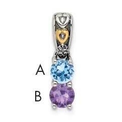 2-Stone Diamond Mothers Pendant Semi-Mount Sterling Silver Antiqued 14k QMPD23/2, MPN: QMPD23/2, 88…