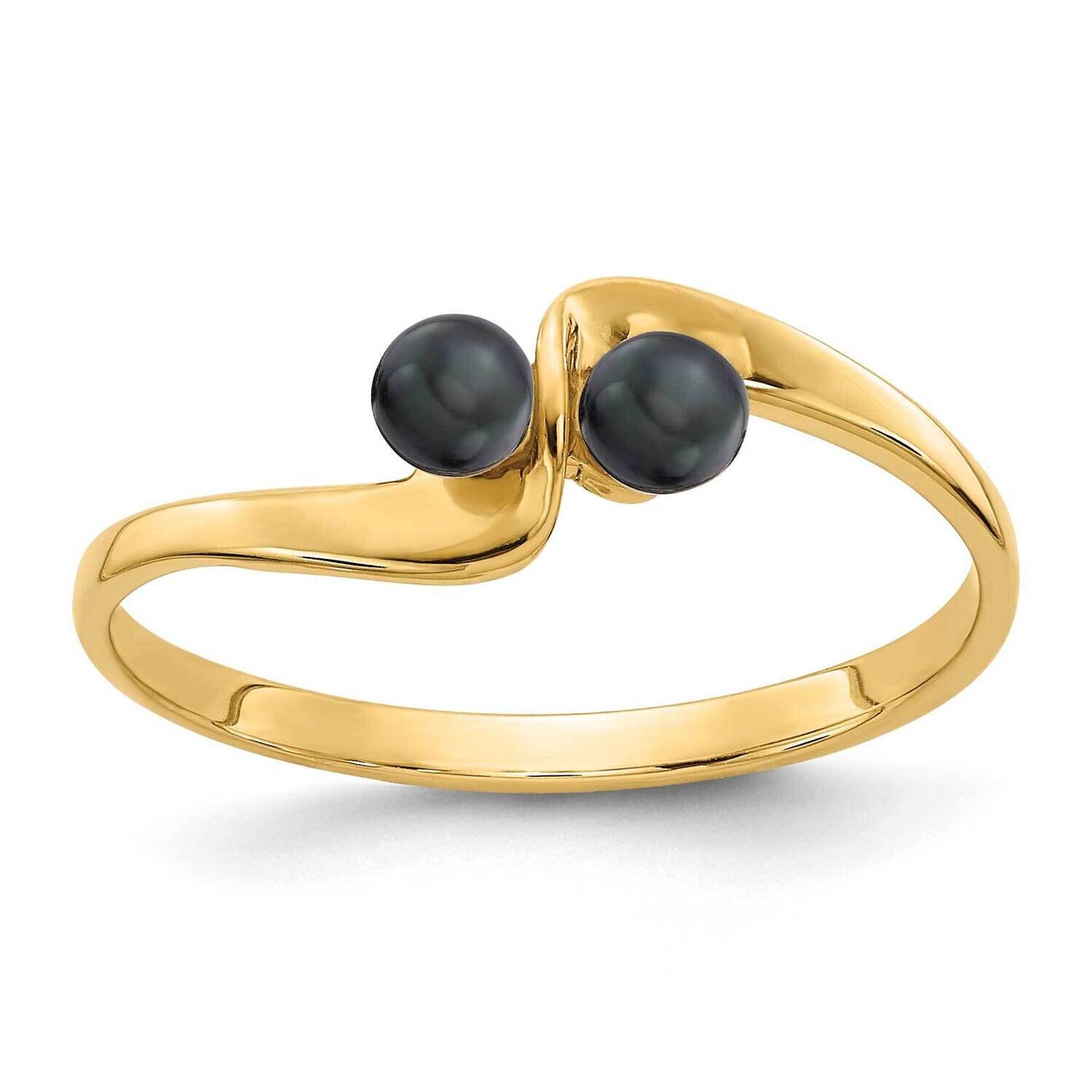 3mm Black Fresh Water Cultured Pearl Ring 14k Gold Y1873BP