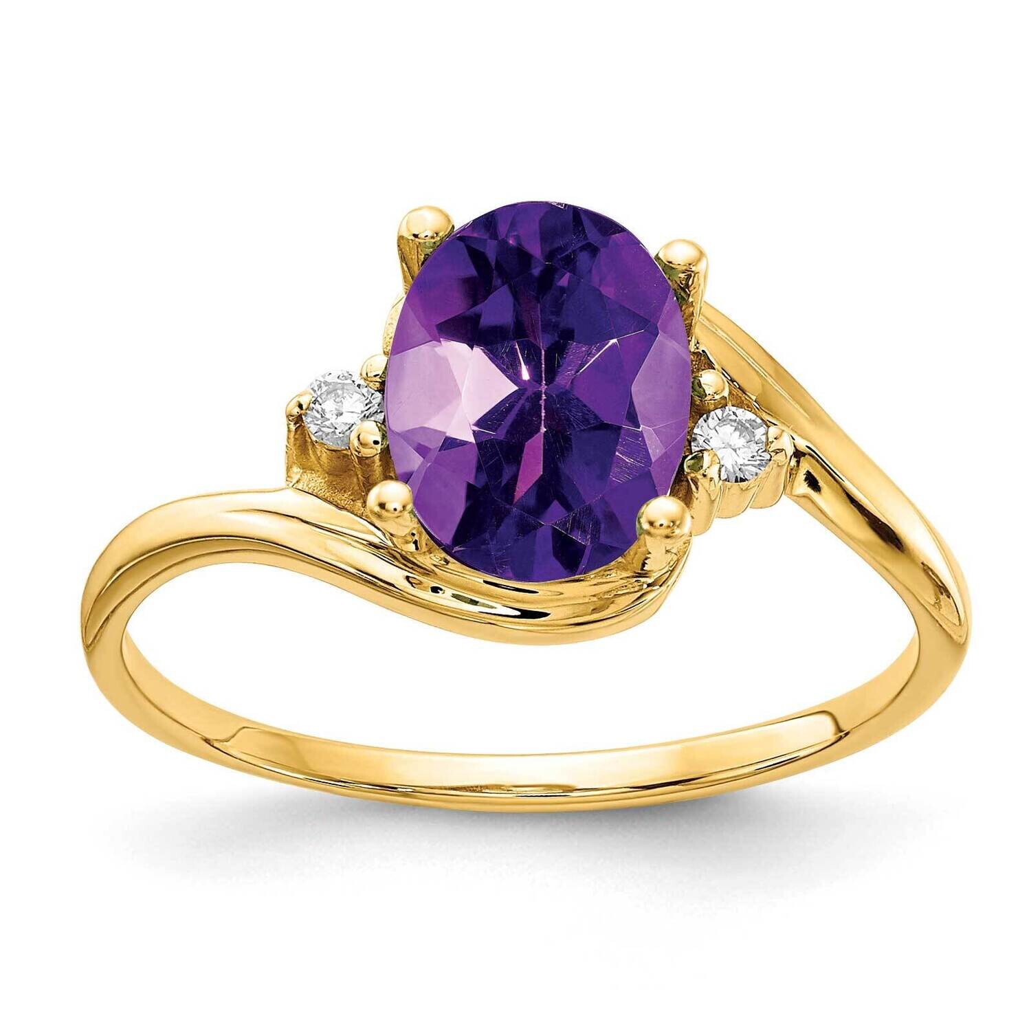 8x6mm Oval Amethyst Checker Diamond Ring 14k Gold Y2245AM_AA, MPN: Y2245AM_AA, 883957615660