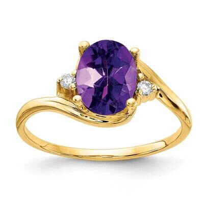 8x6mm Oval Amethyst Checker Diamond Ring 14k Gold Y2245AM_AA, MPN: Y2245AM_AA, 883957615660