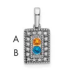 Family Jewelry Synthetic Stone &amp; Diamond Set Pendant 14k White Gold XMPW41/2SY, MPN: XMPW41/2SY, 88…