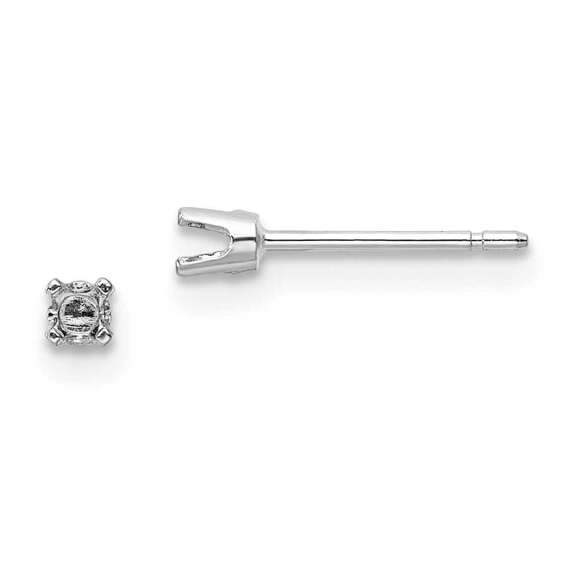 2.25mm Round Stud Earring Mounting with backs 14k White Gold XD1W, MPN: XD1W,