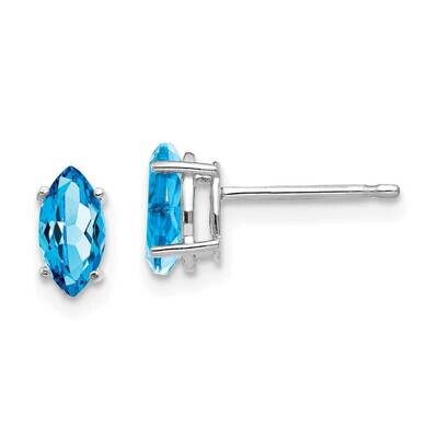 7x3.5mm Blue Topaz Marquise Stud Earring 14k Gold XE103WBT, MPN: XE103WBT, 883957089737