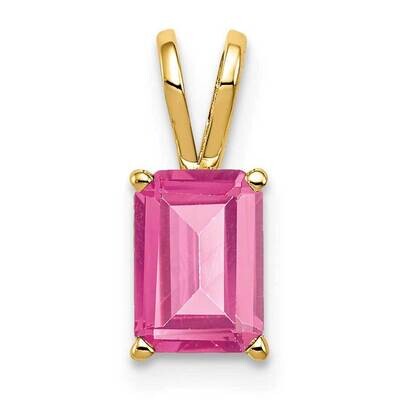 Pink Tourmaline pendant 14k Gold 8x6mm Emerald Cut XP421PT, MPN: XP421PT, 883957208749