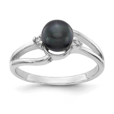 6mm Black Fresh Water Cultured Pearl Diamond Ring 14k white Gold Y1854BP/A, MPN: Y1854BP/A, 8839570…