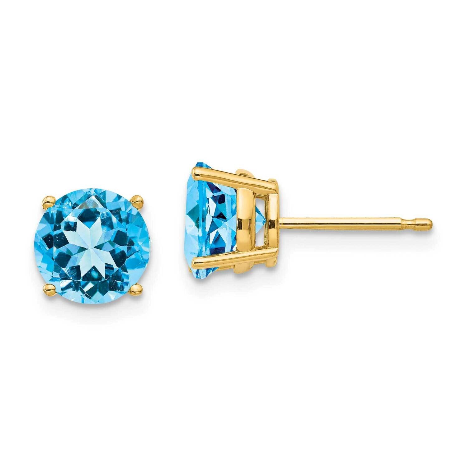7mm Blue Topaz Earrings 14k Gold XE74BT, MPN: XE74BT, 883957338071