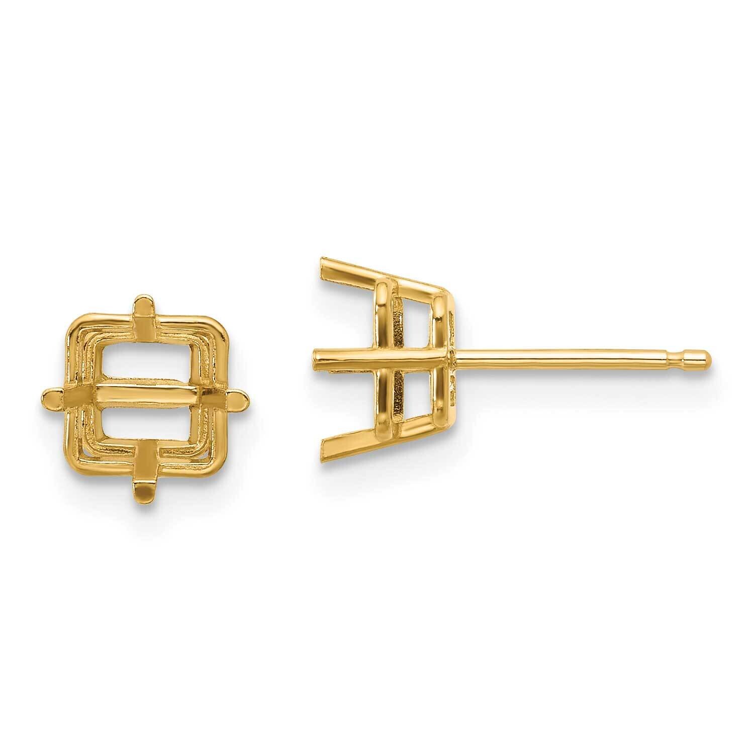 6mm Square Earrings Mountings 14k Gold XE62