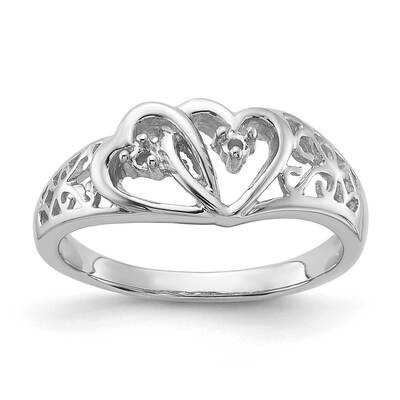 Polished .05ct. Diamond Heart Ring Mounting 14k White Gold Y1730, MPN: Y1730,