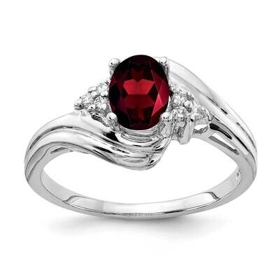 7x5mm Oval Garnet Diamond Ring 14k White Gold Y2222GA_AA, MPN: Y2222GA_AA, 883957553108
