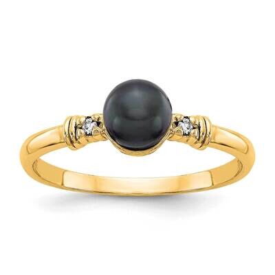 5mm Black Fresh Water Cultured Pearl Diamond Ring 14k Gold Y1859BP/A, MPN: Y1859BP/A, 883957056418