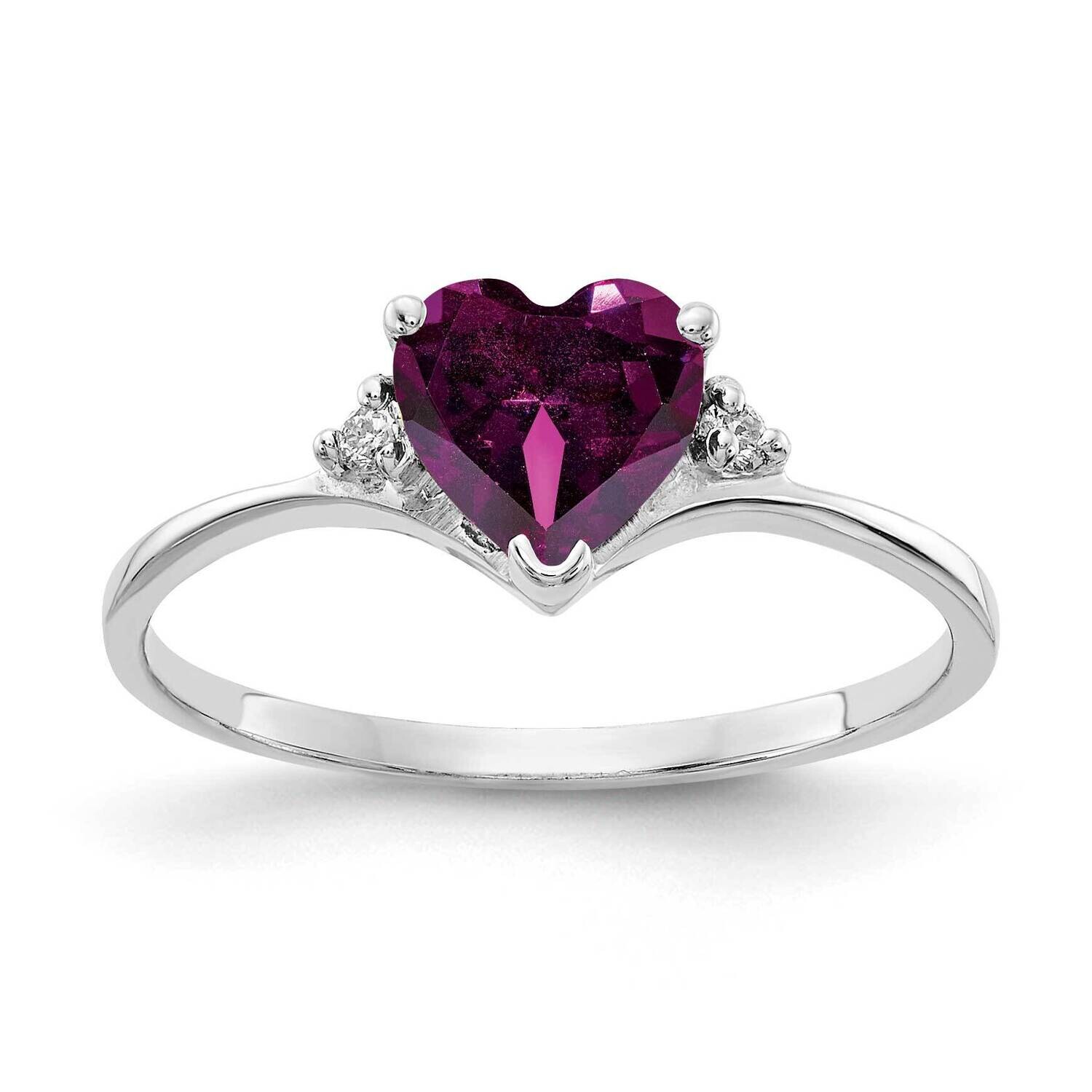 6mm Heart Rhodolite Garnet Diamond Ring 14k White Gold X9701RG_AA, MPN: X9701RG_AA, 883957574738