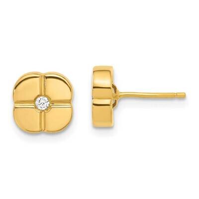 Geometric with CZ Post Earrings 14k Gold Polished YE231