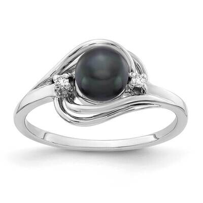 5.5mm Black Fresh Water Cultured Pearl Diamond Ring 14k white Gold Y1969BP/A, MPN: Y1969BP/A, 88395…
