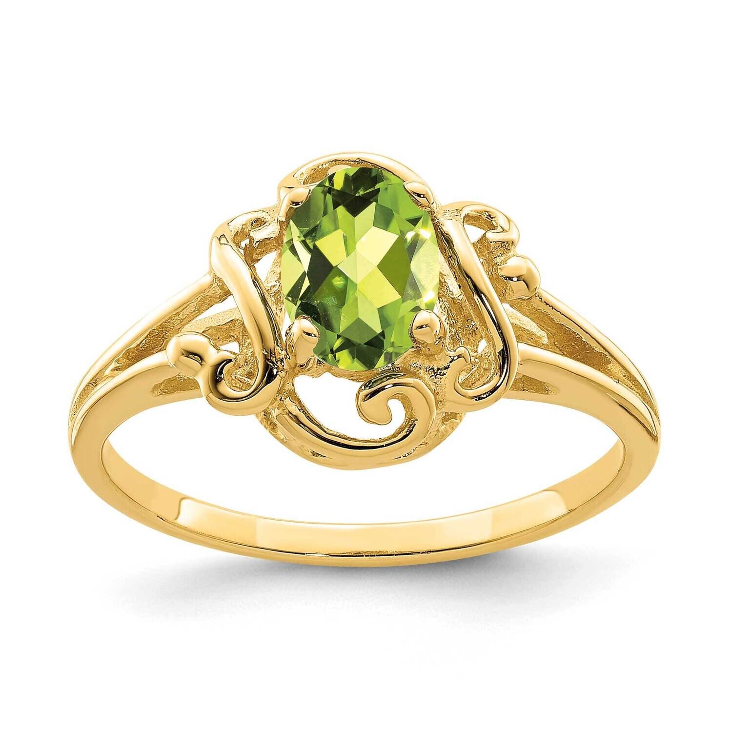 Peridot Ring 14k Gold 7x5mm Oval Y2227PE, MPN: Y2227PE, 883957543567
