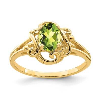 Peridot Ring 14k Gold 7x5mm Oval Y2227PE, MPN: Y2227PE, 883957543567
