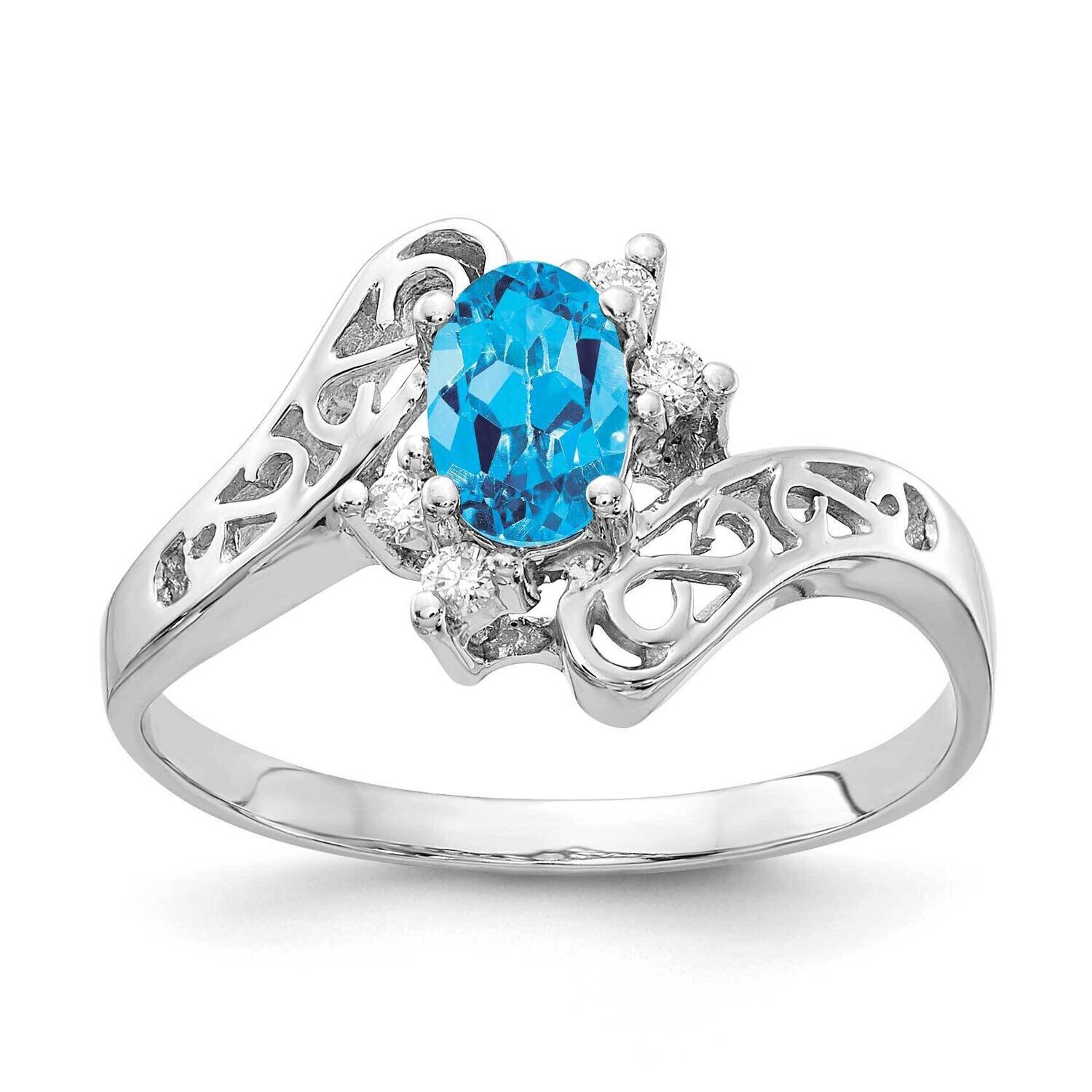 Blue Topaz Diamond ring 14k White Gold X9734BT/AA